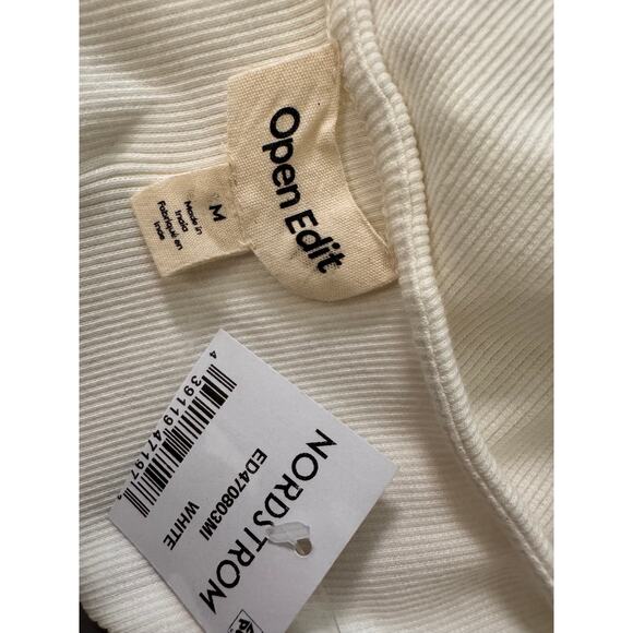 New OPEN EDIT NORDSTROM Corset Detail Cotton Blend Rib Bodysuit Size M - Picture 4 of 4